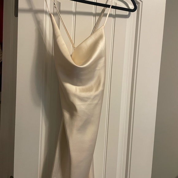 Elegant Cream Satin Slip Dress - Picture 2 of 3